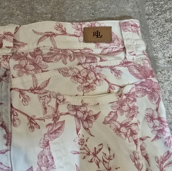 Lauren Ralph Lauren Floral Pink Women's Jeans White Straight Skinny 0 Spring XS - Picture 9 of 11
